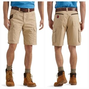 Wrangler Cargo Khaki Short Camel Utility Workwear Hammer Flat Front Men Size 40